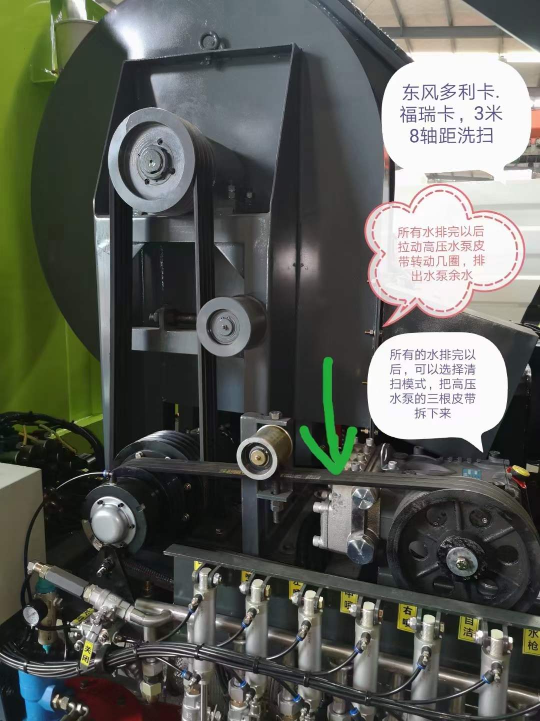 冬天掃路車、洗掃車、吸塵車排水方法